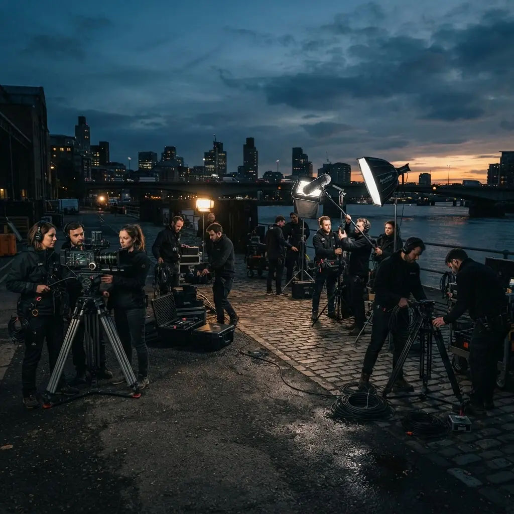 Equipe da Cara do Vídeo montando equipamento em locação